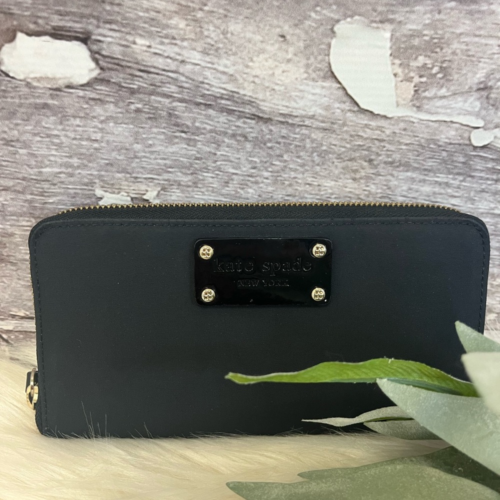 Kate Spade Black Nylon Zip Around Wallet